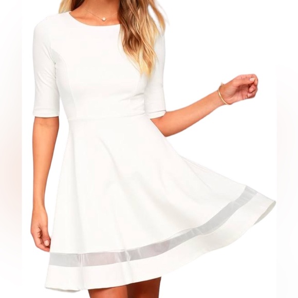 sheer factor white mesh skater dress Cute White Skater Dress - Mesh Skater Dress - Mesh Dress